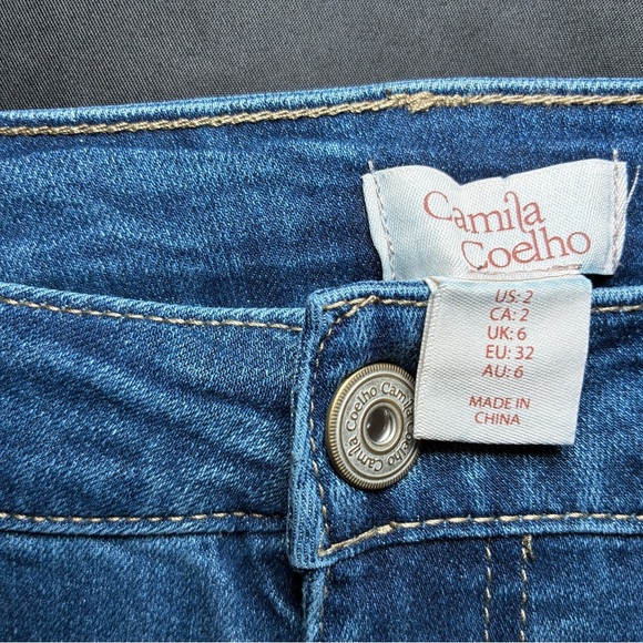 Camila Coelho Crystal Rhinestone Jeans Size 2 Medium Wash Straight Leg Fancy NWT - Picture 8 of 14